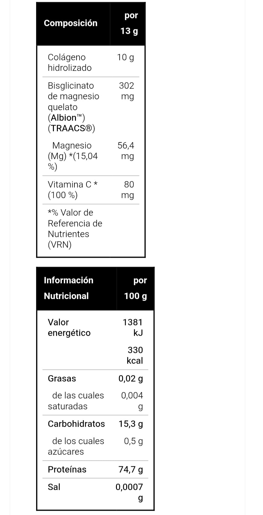Hydrolyzed Collagen+Magnesium+Vitamin C - 10+ Nutrición